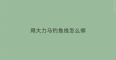 用大力马钓鱼线怎么绑(大力马线绑鱼钩图解)