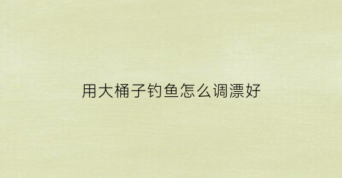 用大桶子钓鱼怎么调漂好(野钓钓桶)