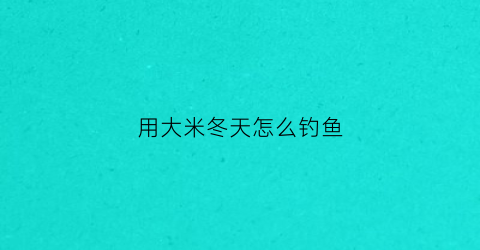 用大米冬天怎么钓鱼(用大米冬天怎么钓鱼视频)