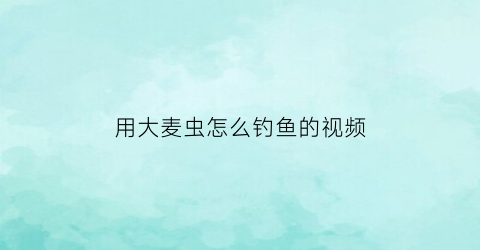 用大麦虫怎么钓鱼的视频(用大麦虫怎么钓鱼的视频教程)