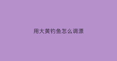 用大黄钓鱼怎么调漂