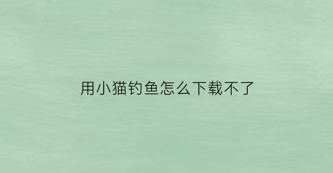 用小猫钓鱼怎么下载不了(小猫钓鱼手机版为什么没有船)