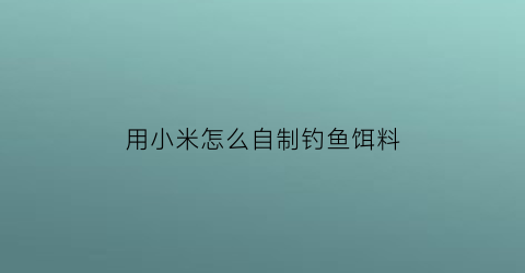 用小米怎么自制钓鱼饵料(如何自制小米饵料)
