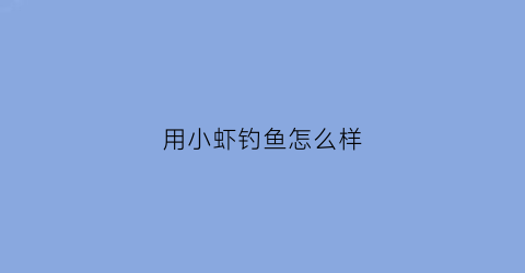 用小虾钓鱼怎么样(钓小虾怎么钓)