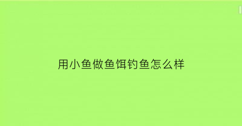 用小鱼做鱼饵钓鱼怎么样(小鱼能做鱼饵吗)