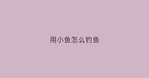 用小鱼怎么钓鱼(钓小鱼怎么钓用什么东西掉)