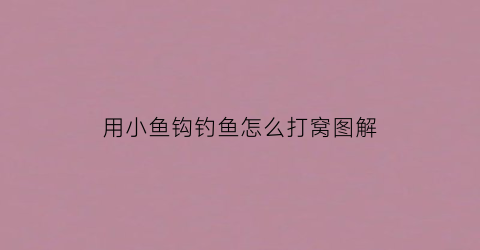 用小鱼钩钓鱼怎么打窝图解(钓小鱼的鱼钩怎么做)