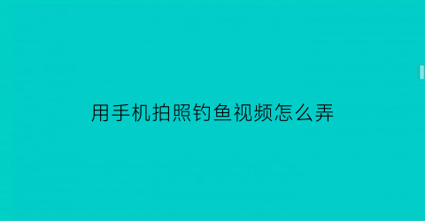 用手机拍照钓鱼视频怎么弄(手机如何拍钓鱼视频)