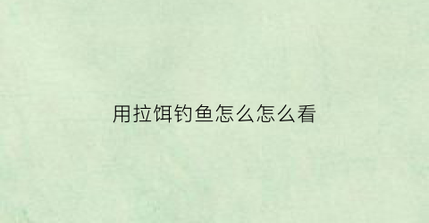 用拉饵钓鱼怎么怎么看(拉饵怎么知道到没到底)