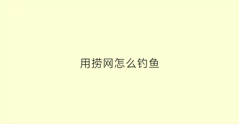 用捞网怎么钓鱼(用捞鱼网怎样才能捞到很多鱼)