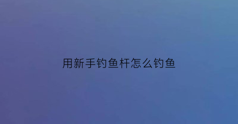 用新手钓鱼杆怎么钓鱼(新手钓鱼杆选择)