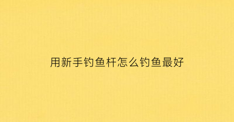 用新手钓鱼杆怎么钓鱼最好