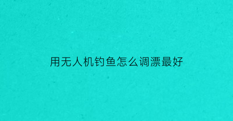 “用无人机钓鱼怎么调漂最好(用无人机钓鱼怎么调漂最好呢)