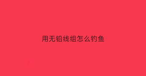 用无铅线组怎么钓鱼(用无铅线组怎么钓鱼效果好)