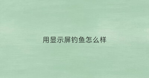 用显示屏钓鱼怎么样(液晶显示器钓鱼竿)