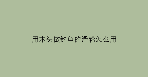 “用木头做钓鱼的滑轮怎么用(用木头做钓鱼的滑轮怎么用的)