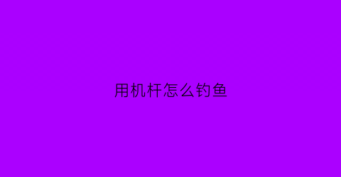 用机杆怎么钓鱼(机竿的钓法)