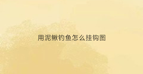 用泥鳅钓鱼怎么挂钩图(用泥鳅怎么钓怎么挂)