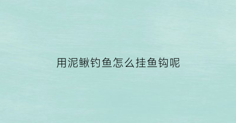 “用泥鳅钓鱼怎么挂鱼钩呢(用泥鳅钓鱼怎样挂钩)