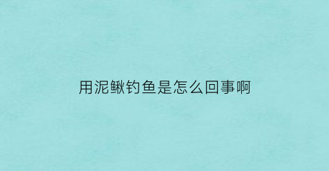 用泥鳅钓鱼是怎么回事啊(用泥鳅钓鱼会怎样)