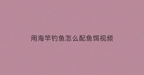 用海竿钓鱼怎么配鱼饵视频(怎样用海竿钓鱼视频教程)