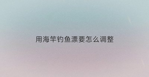 用海竿钓鱼漂要怎么调整(海竿怎么用漂钓鱼视频教程)