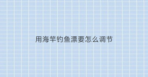 “用海竿钓鱼漂要怎么调节(海竿用漂怎么调漂视频)