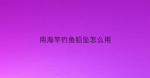 用海竿钓鱼铅坠怎么用(海竿钓鱼铅坠位置最佳图)