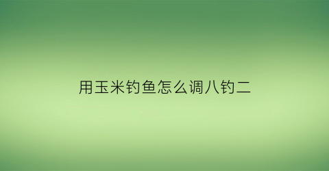 用玉米钓鱼怎么调八钓二(用玉米如何调钓)