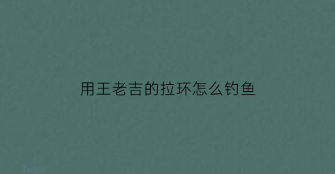 “用王老吉的拉环怎么钓鱼(王老吉拉环二维码在哪里)