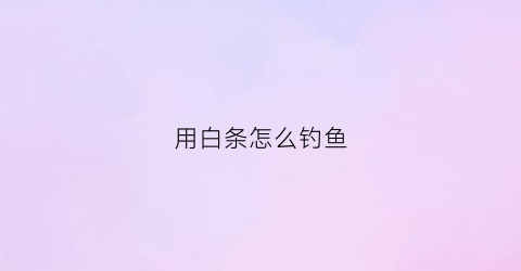 用白条怎么钓鱼