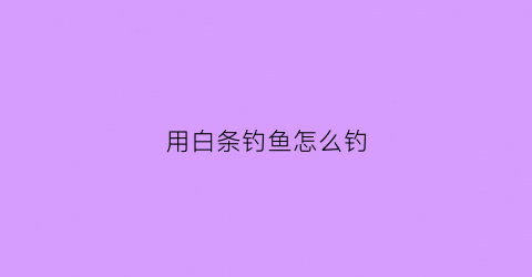 用白条钓鱼怎么钓(白条钓鱼技巧)