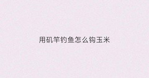 用矶竿钓鱼怎么钩玉米(用矶竿钓鱼怎么钩玉米线)