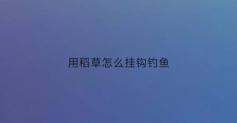 用稻草怎么挂钩钓鱼(用稻草怎么挂钩钓鱼视频)