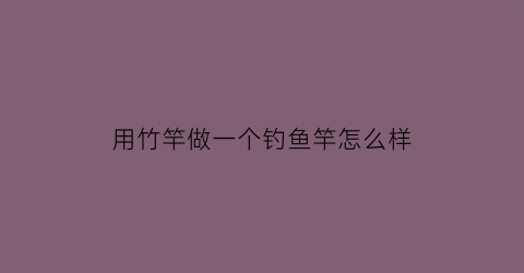 用竹竿做一个钓鱼竿怎么样