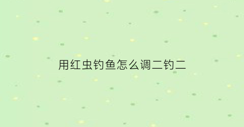 用红虫钓鱼怎么调二钓二(用红虫钓鱼怎么调漂视频)
