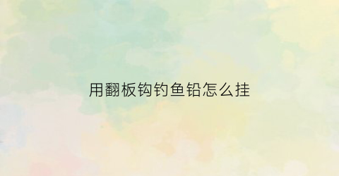 用翻板钩钓鱼铅怎么挂(翻板钩铅坠入水示意图)