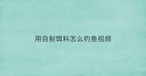 用自制饵料怎么钓鱼视频