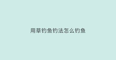 用草钓鱼钓法怎么钓鱼(用草钓鱼钓法怎么钓鱼视频)