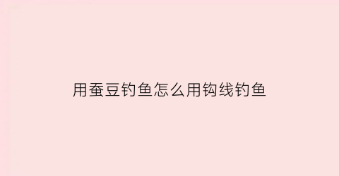 用蚕豆钓鱼怎么用钩线钓鱼(蚕豆钓鱼怎么挂钩视频)