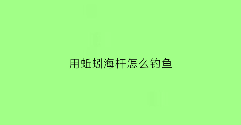 用蚯蚓海杆怎么钓鱼(海竿蚯蚓怎么沉底钓鱼)