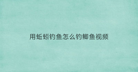 “用蚯蚓钓鱼怎么钓鲫鱼视频(用蚯蚓钓鲫鱼技巧)