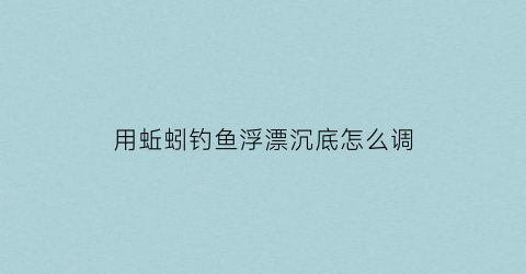 用蚯蚓钓鱼浮漂沉底怎么调(用蚯蚓钓鱼调漂怎样调)
