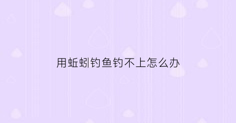 “用蚯蚓钓鱼钓不上怎么办(用蚯蚓钓不到大鱼)