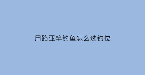 用路亚竿钓鱼怎么选钓位