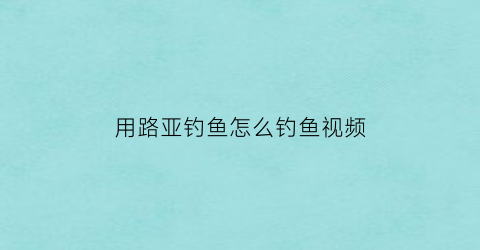 用路亚钓鱼怎么钓鱼视频(路亚钓鱼教学视频钓鱼人必看)