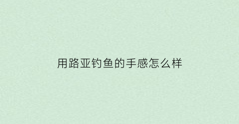 用路亚钓鱼的手感怎么样(用路亚钓鱼的操作方法)