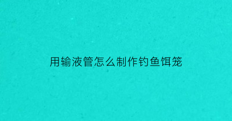 用输液管怎么制作钓鱼饵笼