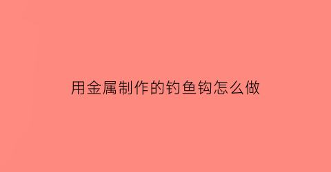 “用金属制作的钓鱼钩怎么做(金属鱼饵能钓到什么鱼)