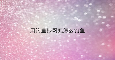 用钓鱼抄网兜怎么钓鱼(用钓鱼抄网兜怎么钓鱼的)
